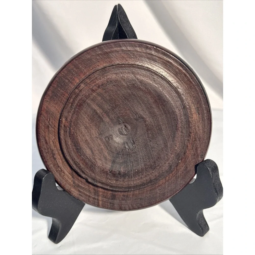 VTG Hand Carved African Ironwood Set of 6 Wooden Elephant Coasters Holder & Lid